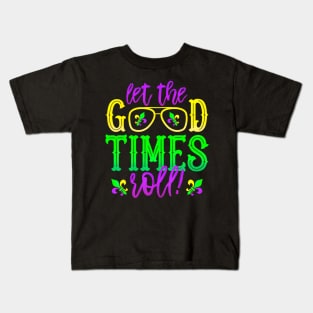 Mardi Gras Let The Good Times Roll, Fleur De Lis Kids T-Shirt